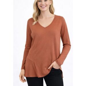 Poetry NWT 100% Cashmere orange vneck sweater *flaw